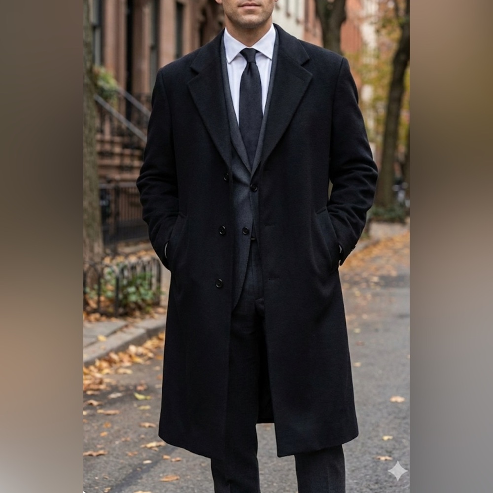 Calvin Klein Cashmere Long Top Coat - Black - Size Large (46) by FYR Macedonia